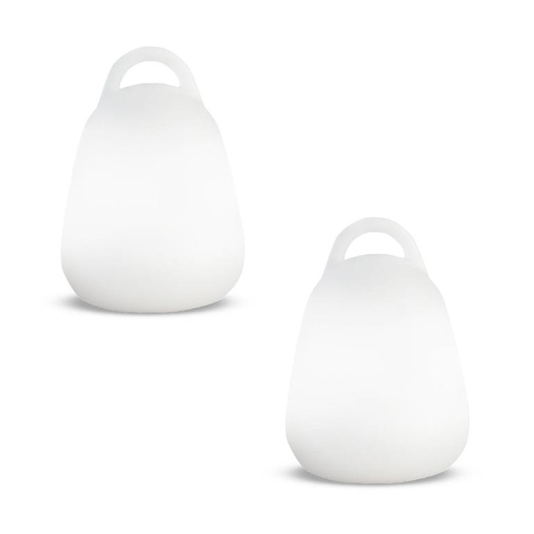 Lot 2 Baladeuses sans fil waterproof LED Polyéthylène Blanc 24X18CM