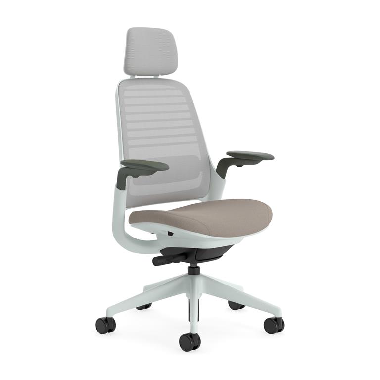Chaise de bureau ergonomique en tissu beige 66 x 64 x 112
