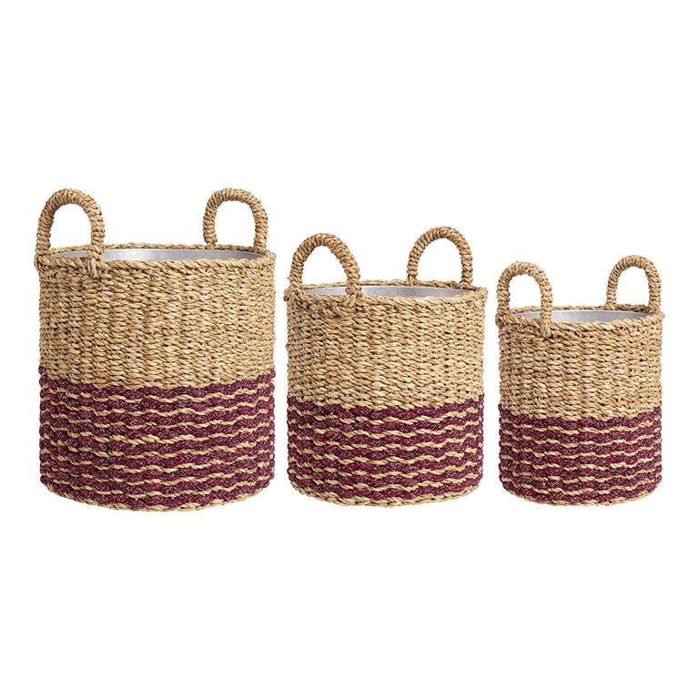 Cache-pots décoratif en fibre naturelle marron clair H28