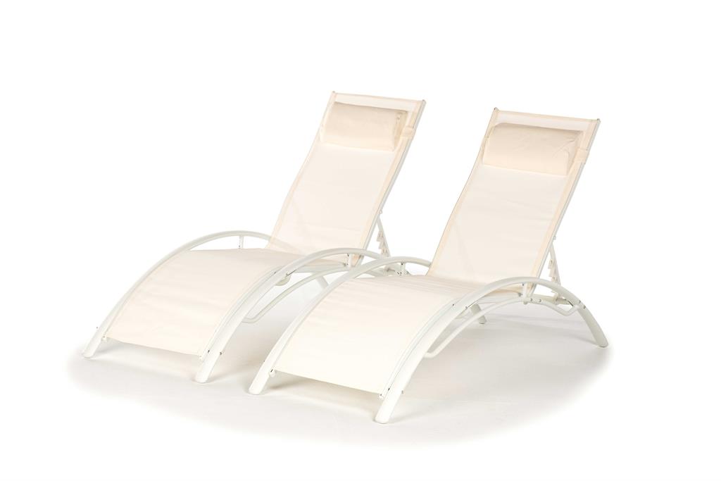 2 bains de soleil  aluminium et textilène Blanc