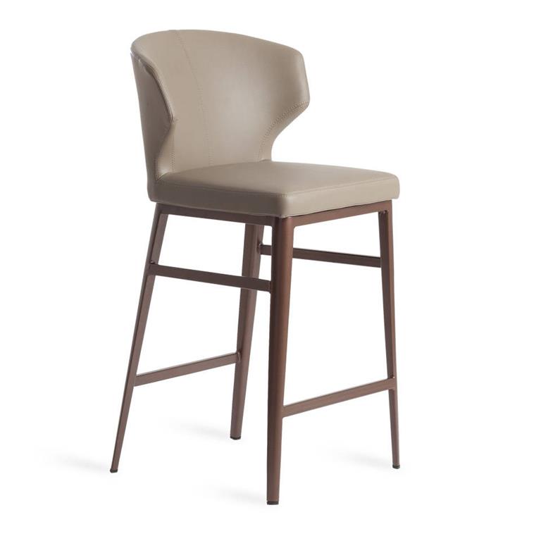 Tabouret simili cuir vison et bronze