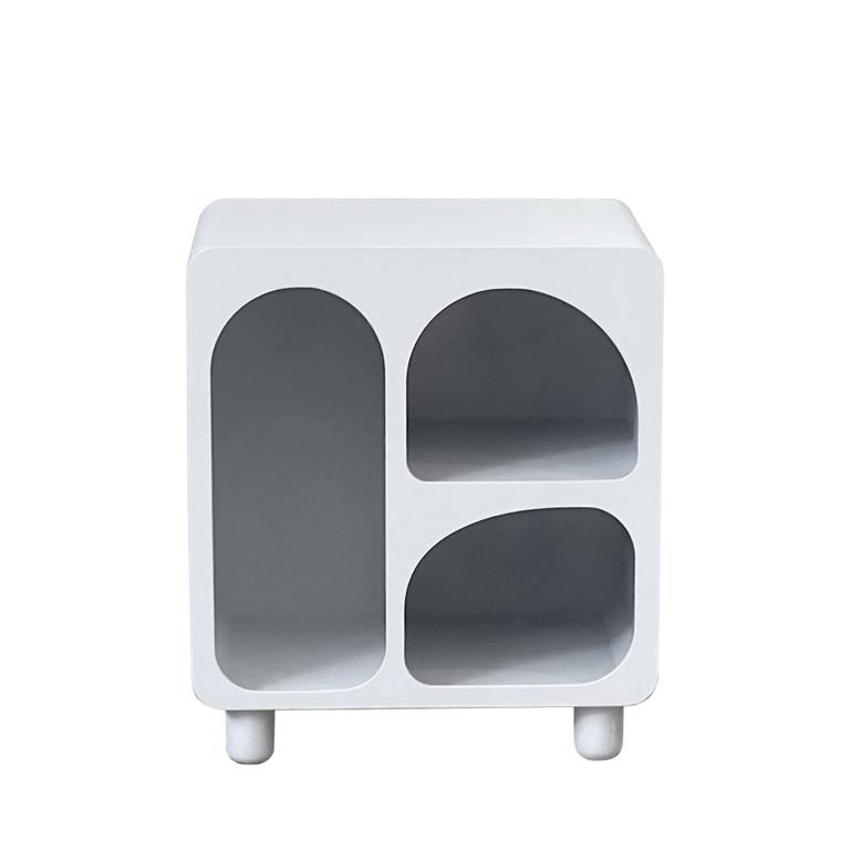 Table de chevet 3 niches en bois - Blanc