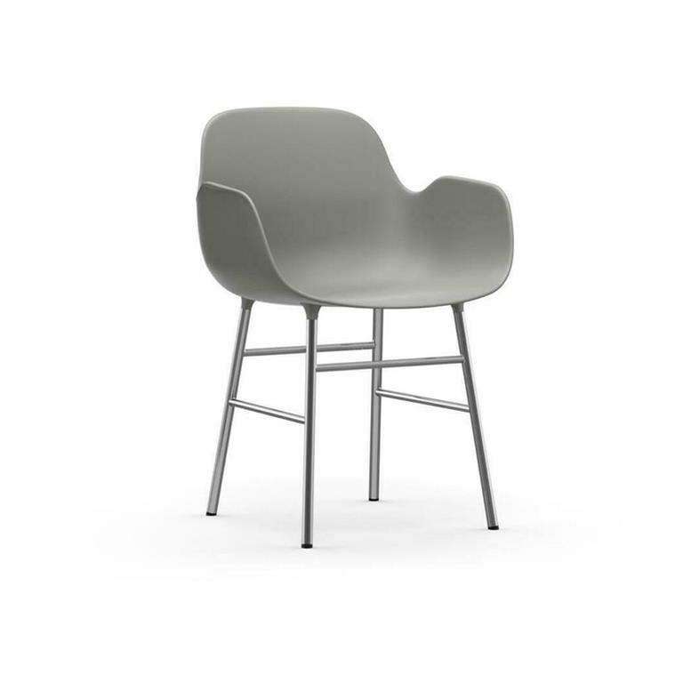 Chaise avec accoudoirs en chrome et pp gris Form - Normann Copenhagen