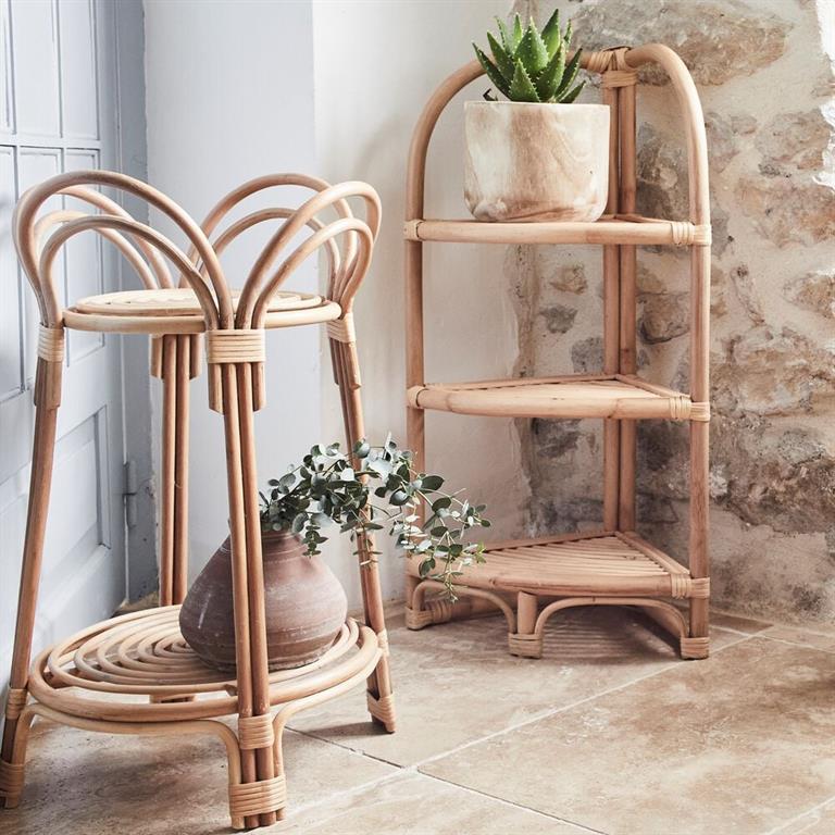 Etagère d'angle en rotin - naturel H81cmLINOU