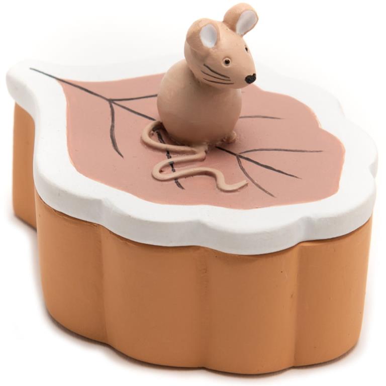 Boite à dents de lait souris feuille  orange