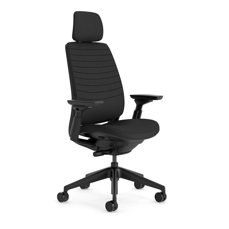 Chaise de bureau ergonomique en tissu noir 72 x 64 x 121