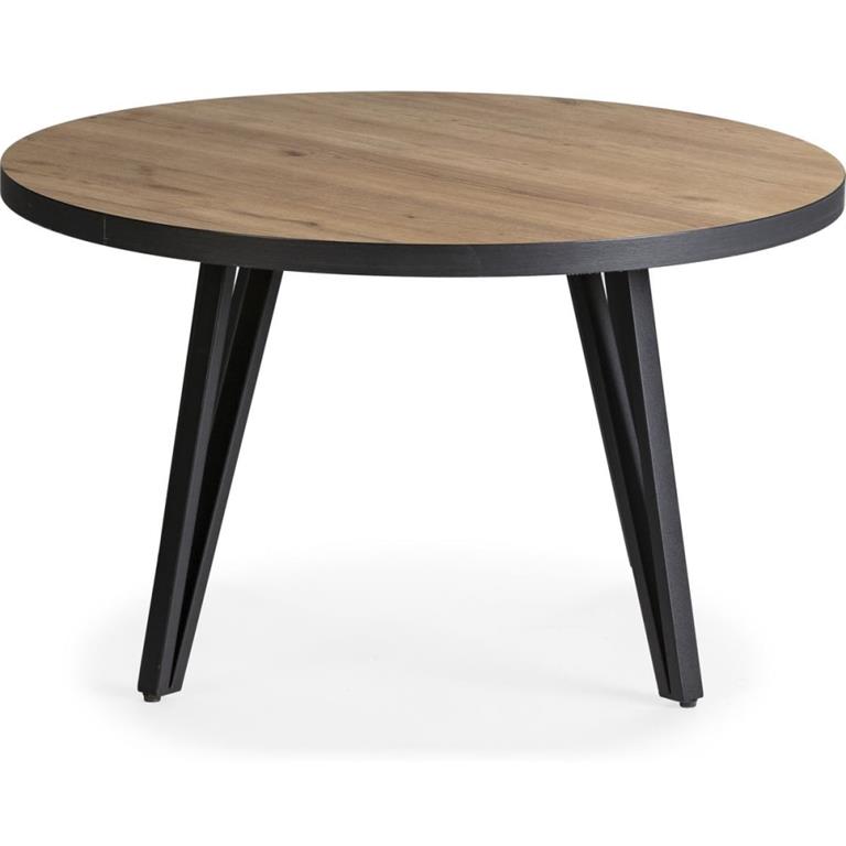 Table basse ronde couleur bois et noir Ø 80 cm