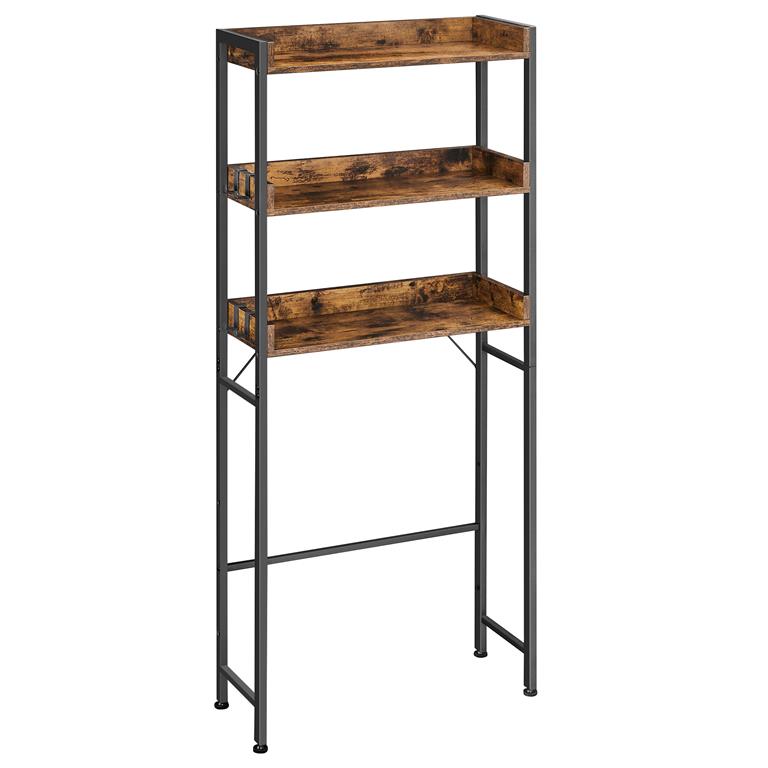 Étagère WC style industriel effet bois marron rustique