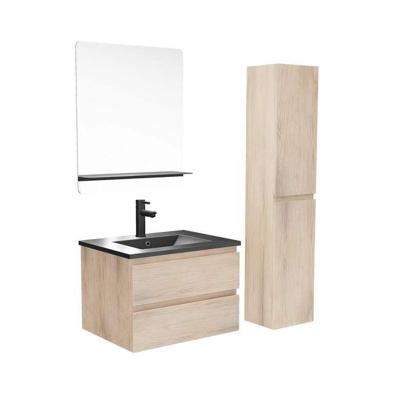 Meuble simple vasque 60cm  Décor chêne 