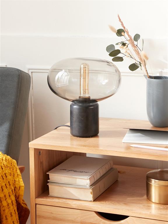 Lampe globe verre et marbre noir