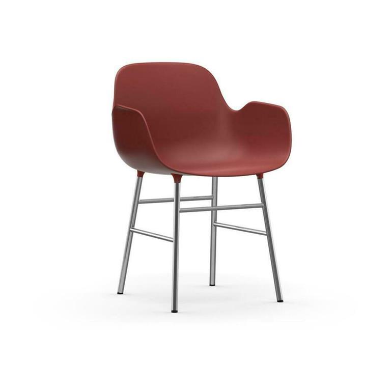 Chaise avec accoudoirs en chrome et pp rouge Form - Normann Copenhagen
