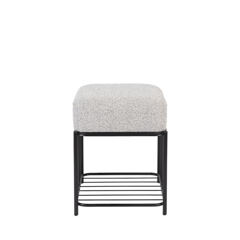Tabouret carré en tissu et métal - Blanc