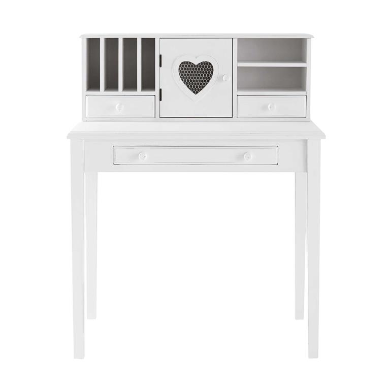 Bureau 1 porte 4 tiroirs blanc Newport