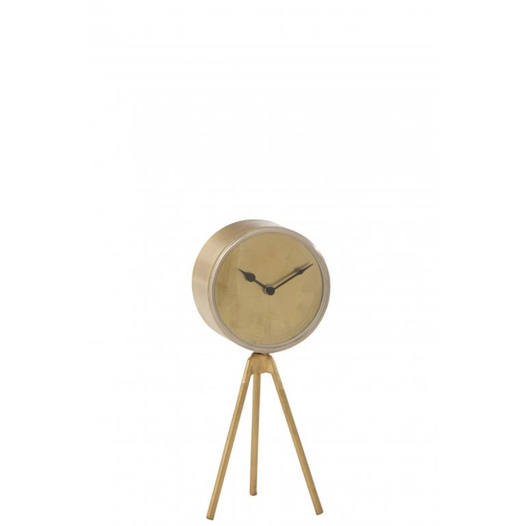 Horloge sur trépied métal or H38cm
