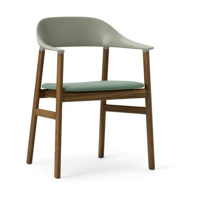 Chaise avec accoudoirs en chêne teinté et rembourrage vert Herit Synergy Dusty