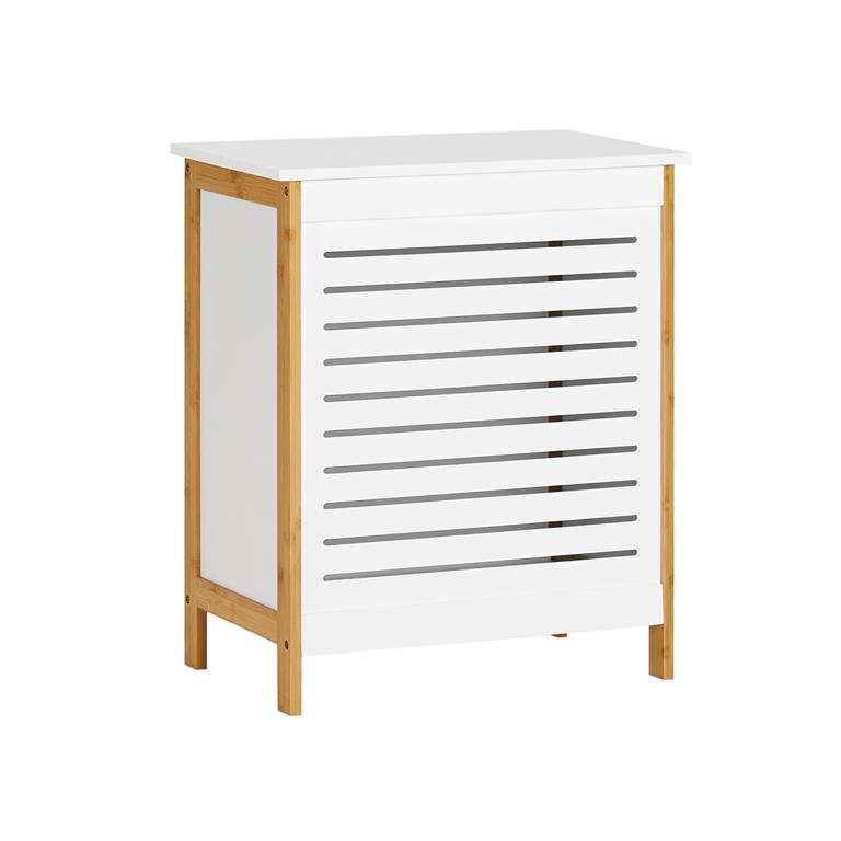Corbeille à linge effet bois blanc