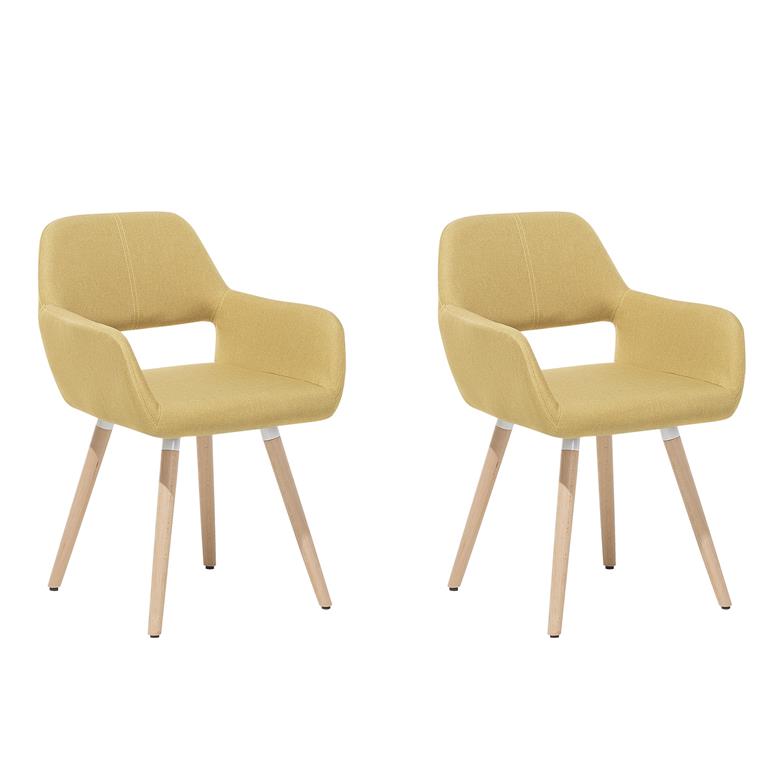 Lot de 2 chaises de salle à manger en tissu jaune 56x81cm