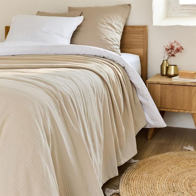 Couvre-lit tissé en coton 230x250cm - beige roucasBELCODENE