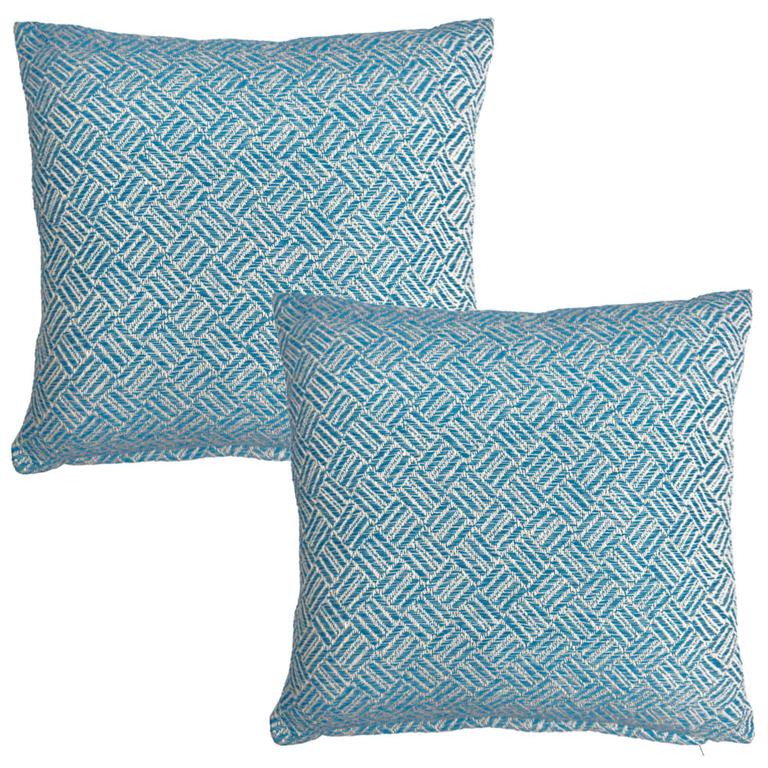 Lot de 2 housses de coussin bleu canard en coton 40x40CM