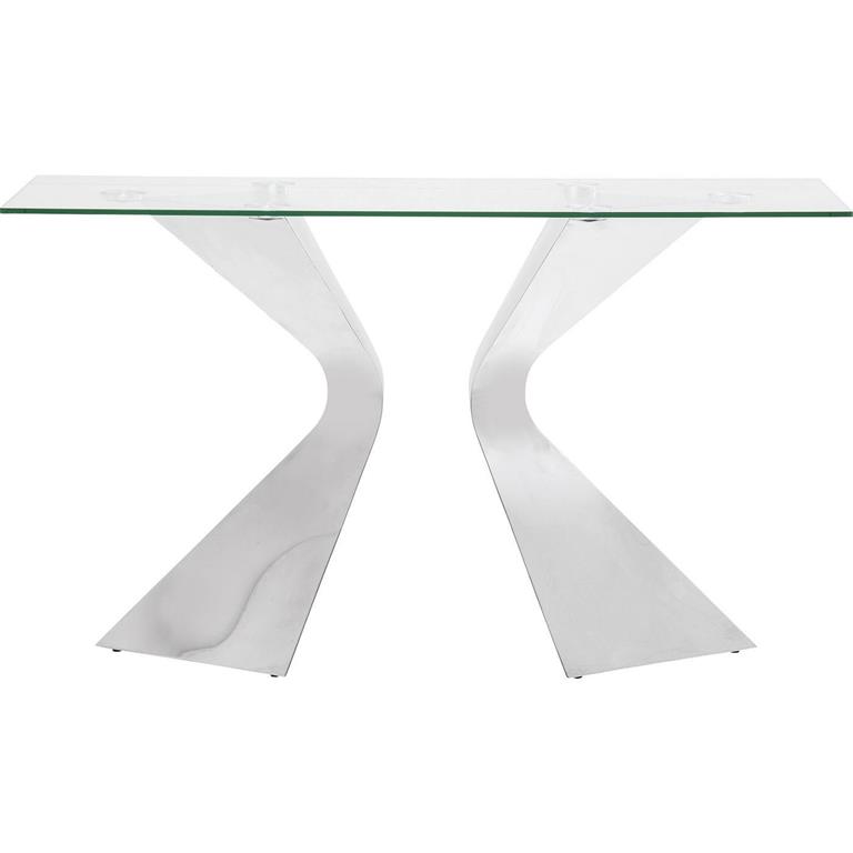 Console en verre et acier chromé