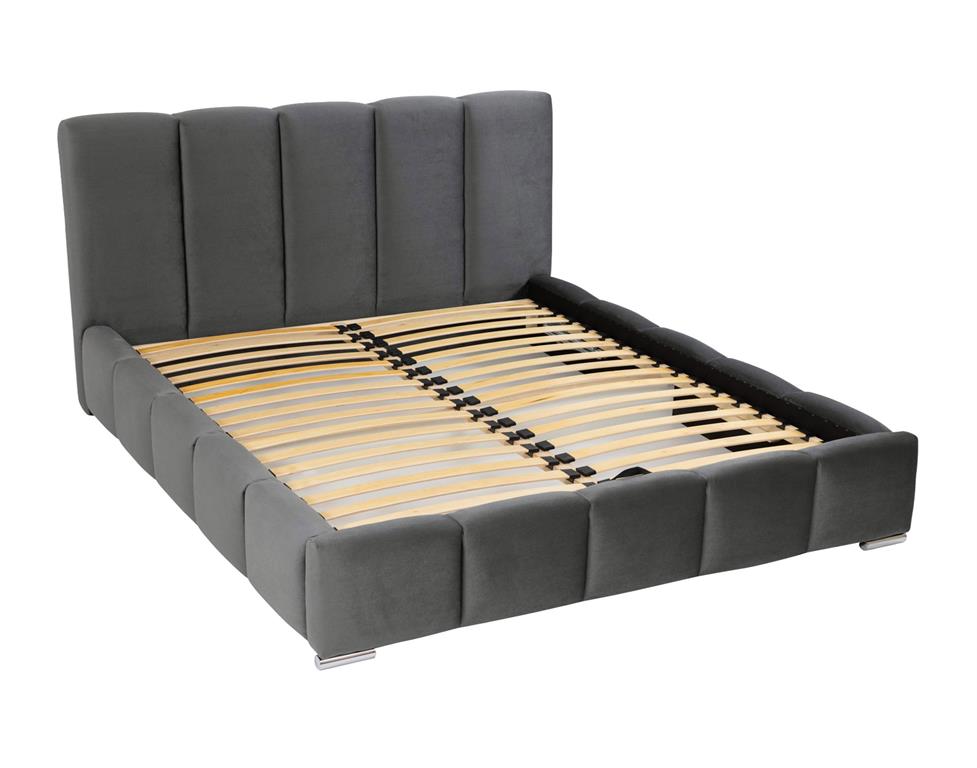 Lit coffre en Velours 180x200 cm gris foncé