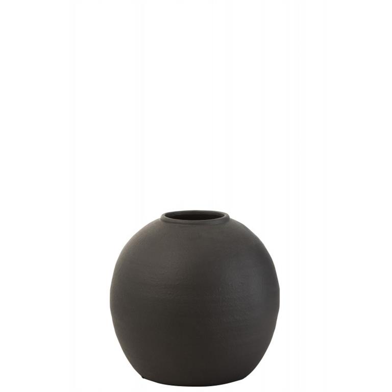 Vase rond ciment noir H28cm