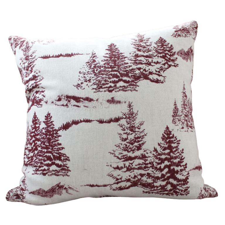 Coussin déhoussable 40 x 40 cm coton recyclé chambray esprit montagne