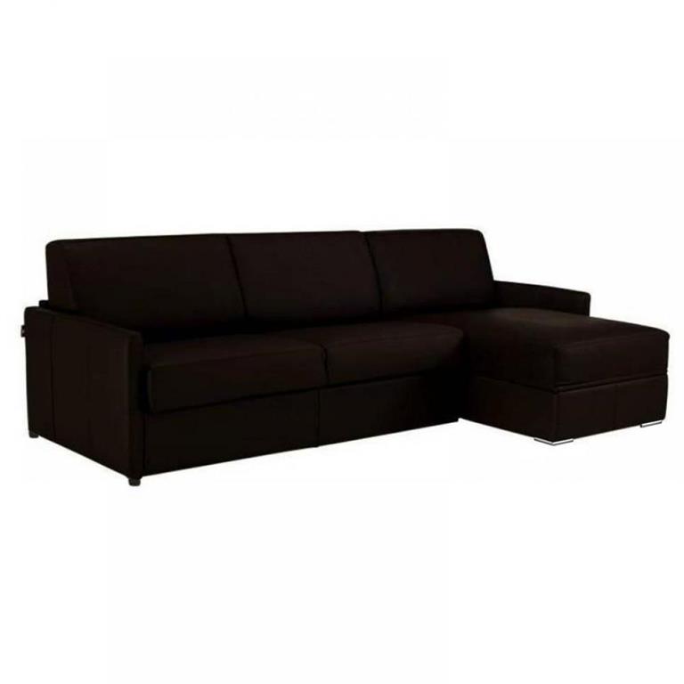 Canapé d'angle réversible  SUN convertible EXPRESS 160cm cuir vachette marron  matelas