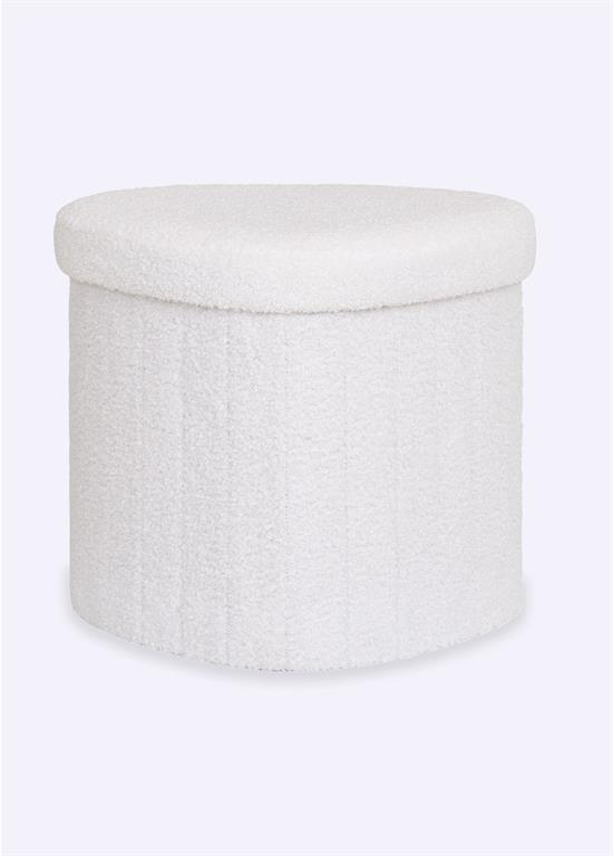 Pouf de rangement en tissu bouclette House Nordic - HN-1501235 - Blanc - Polyester - Taille 