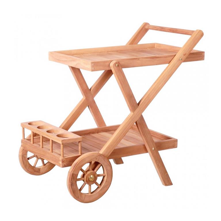 Desserte en teck avec roues