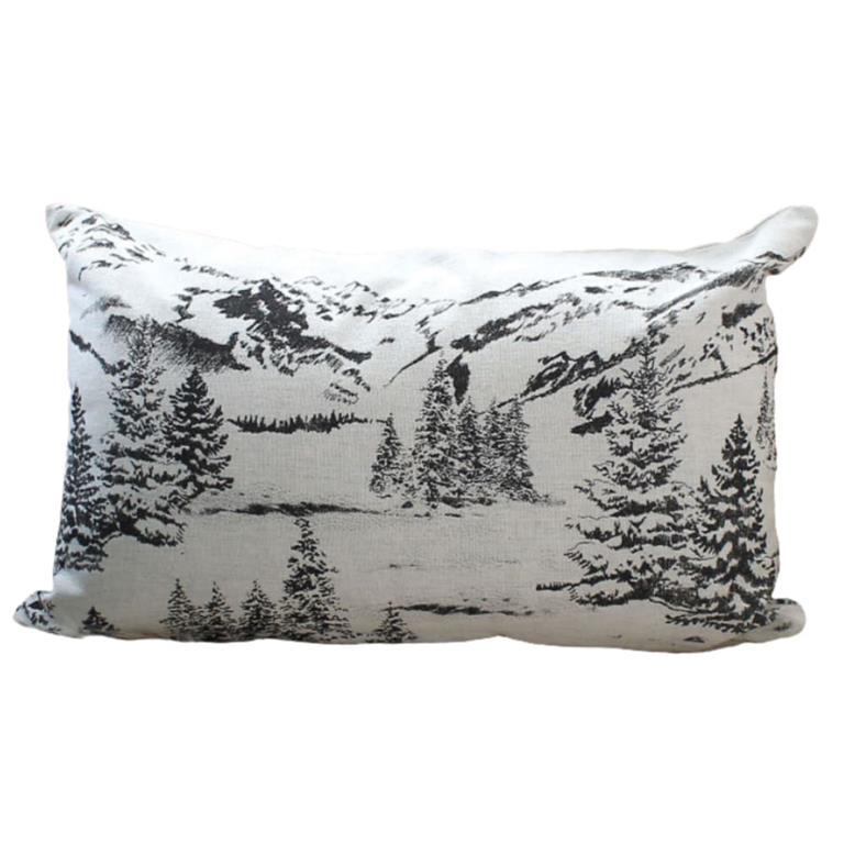 Coussin déhoussable 30 x 50 cm coton recyclé chambray esprit montagne