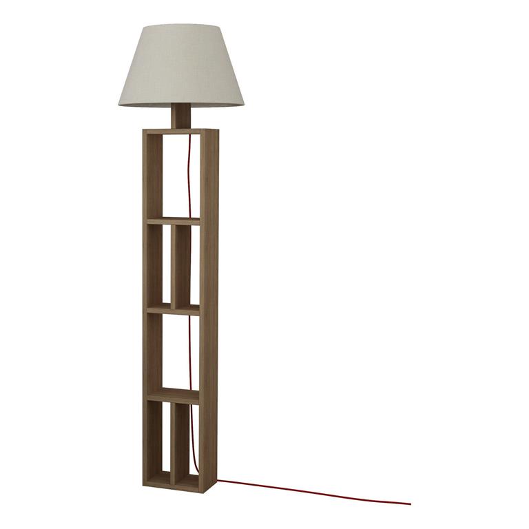 Lampadaire avec étagère brun et bois sonoma