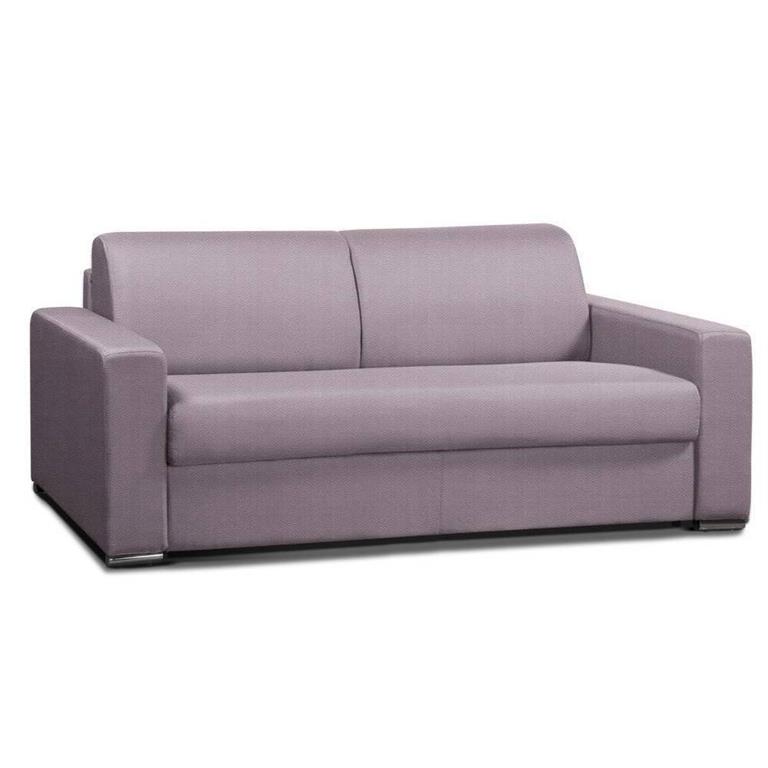 Canapé convertible ALLURE matelas mémory  20cm  lattes 140cm cuir vachette parme
