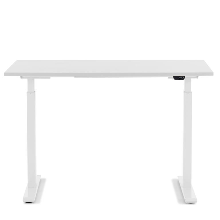 Bureau réglable assis-debout blanc et acier blanc L140