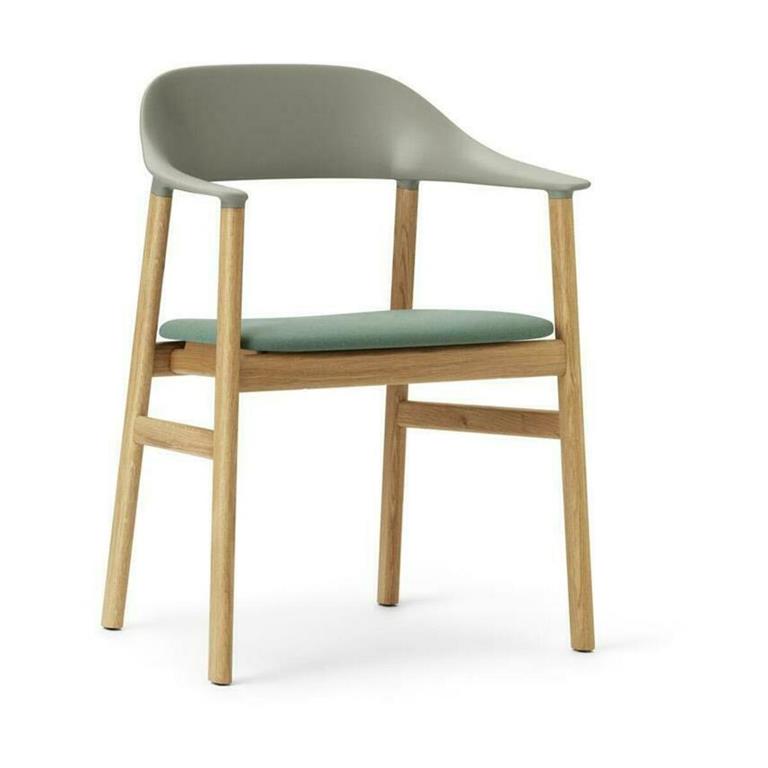 Chaise avec accoudoirs en chêne et rembourrage vert Herit Synergy Dusty
