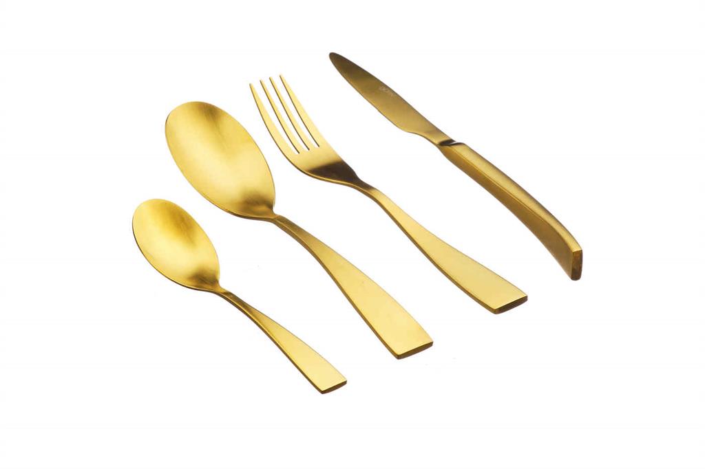 Lot de 24 ménagères en inox or D-