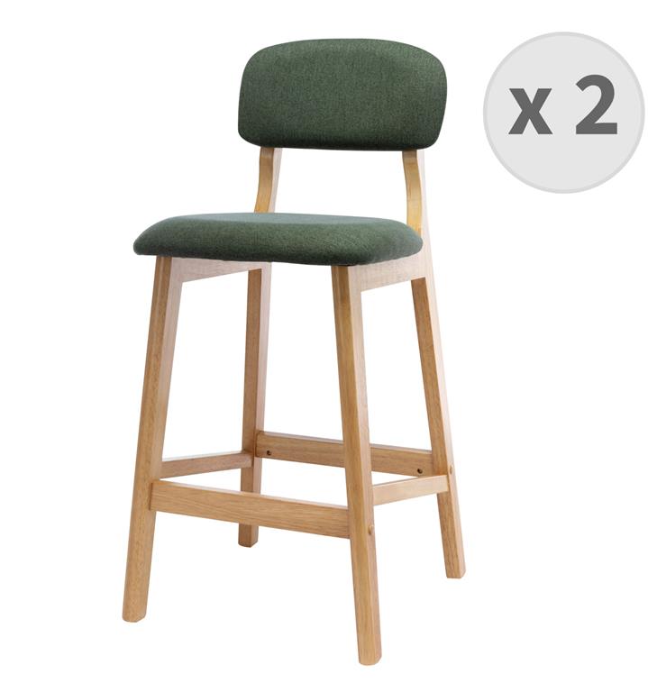 Chaise de bar en tissu Sauge et bois massif
