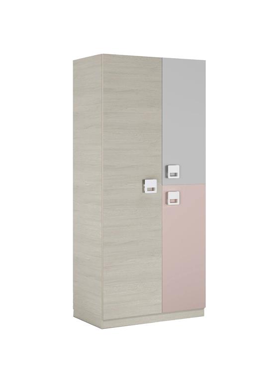 Armoire 3 portes effet bois gris