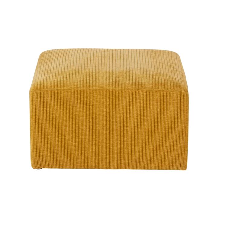 Pouf en velours jaune ocre