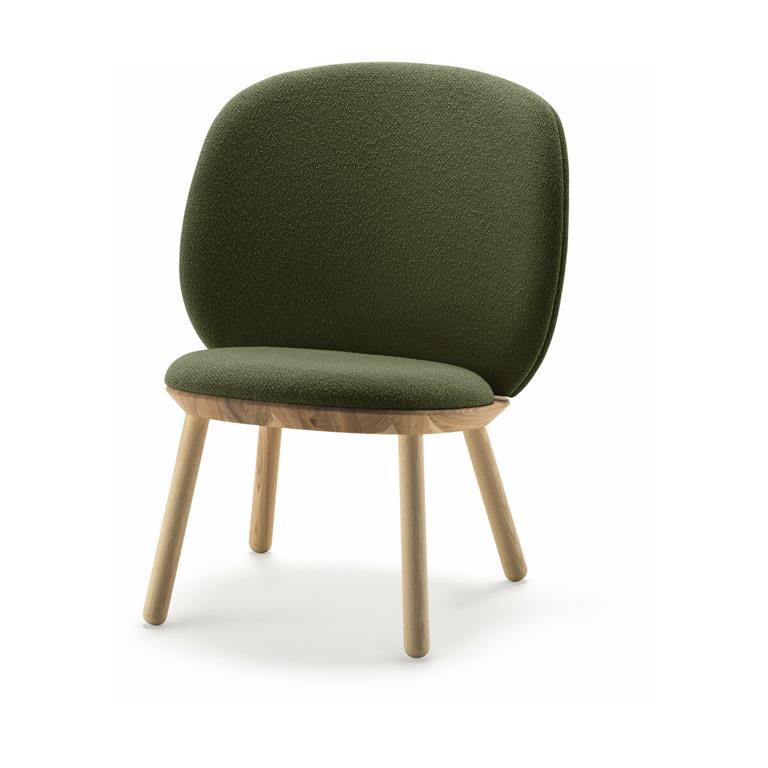 Fauteuil en frêne et tissu vert Naïve - Emko