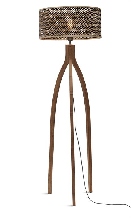 Lampadaire bambou abat-jour bambou naturel/noir