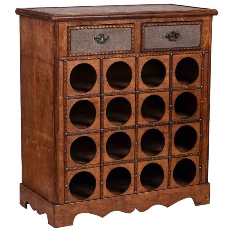 Coffre à bouteilles en bois marron 63x31x69