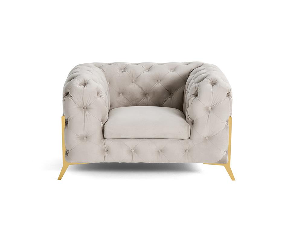Fauteuil en velours beige