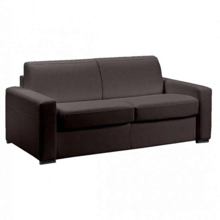 Canapé convertible express 140 IMPERIAL matelas 22 cm sommier métal cuir taupe