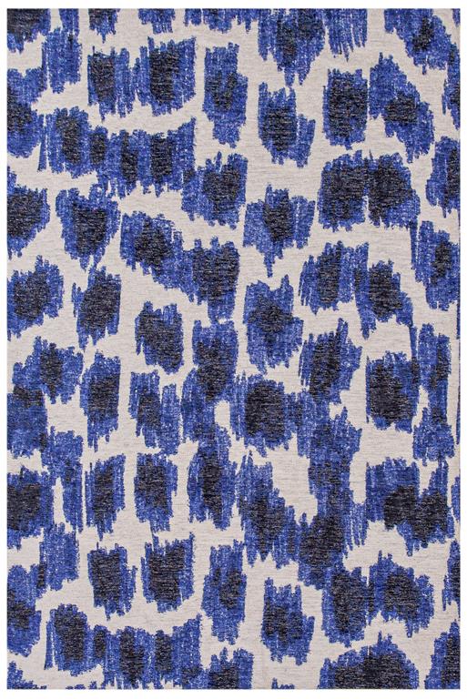Tapis de salon moderne tissé plat bleu marine 240x340 cm