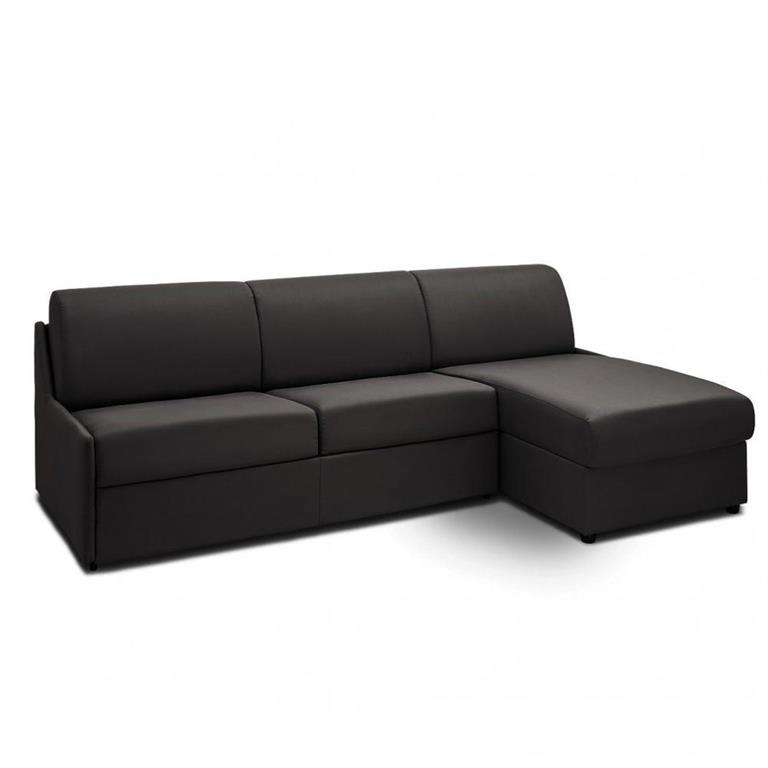 Canapé d'angle fixe réversible GAIN DE PLACE largeur 230 cm cuir devon graphite