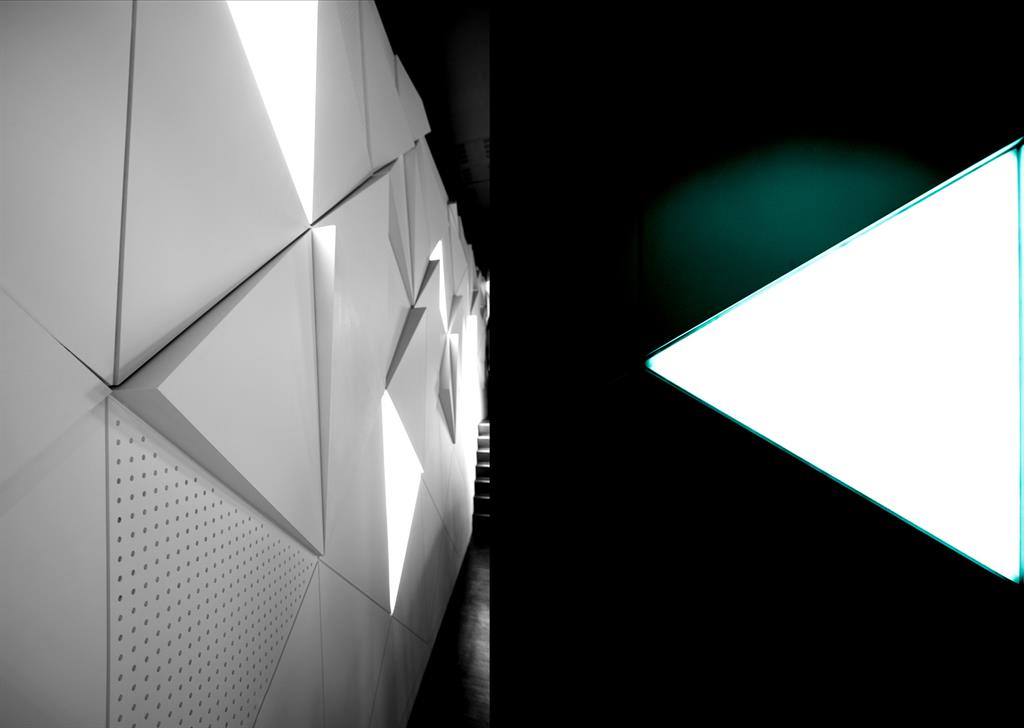 Détail conception luminaire triangulé