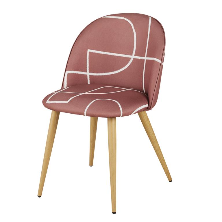Chaise vintage marron et motifs géométriques beiges