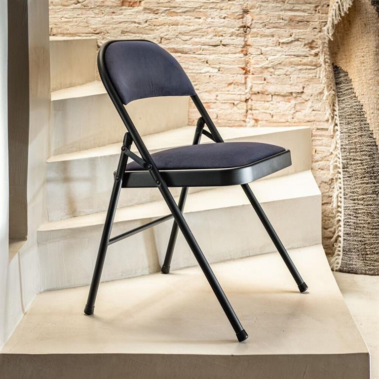 Lot de 2 chaise pliante en métal et tissu - noir calabrun 