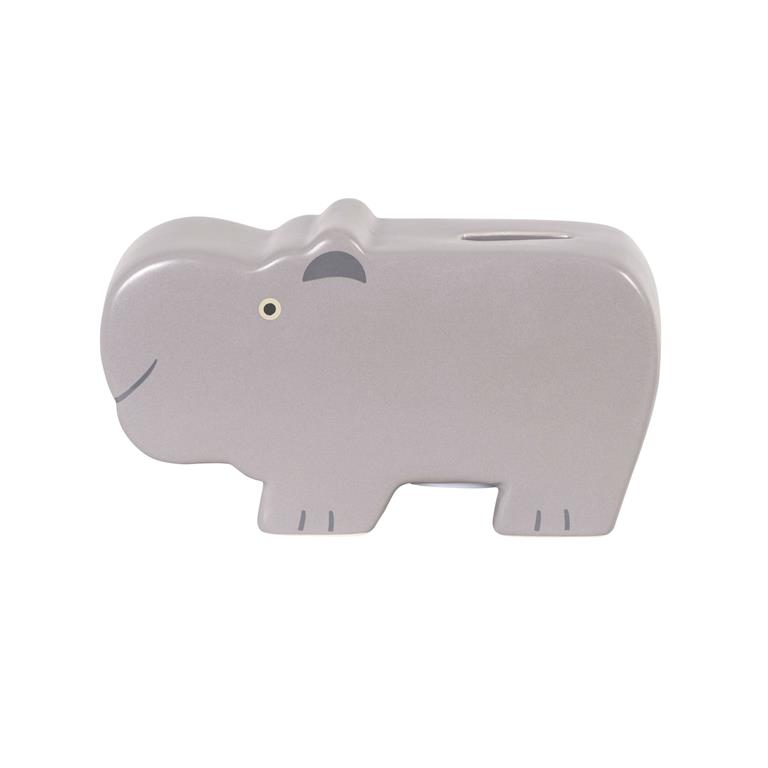 Tirelire hippopotame en porcelaine grise et noire